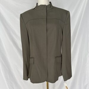 Talbots Stand Collar Blazer Gray/Olive Size 10 Nwt